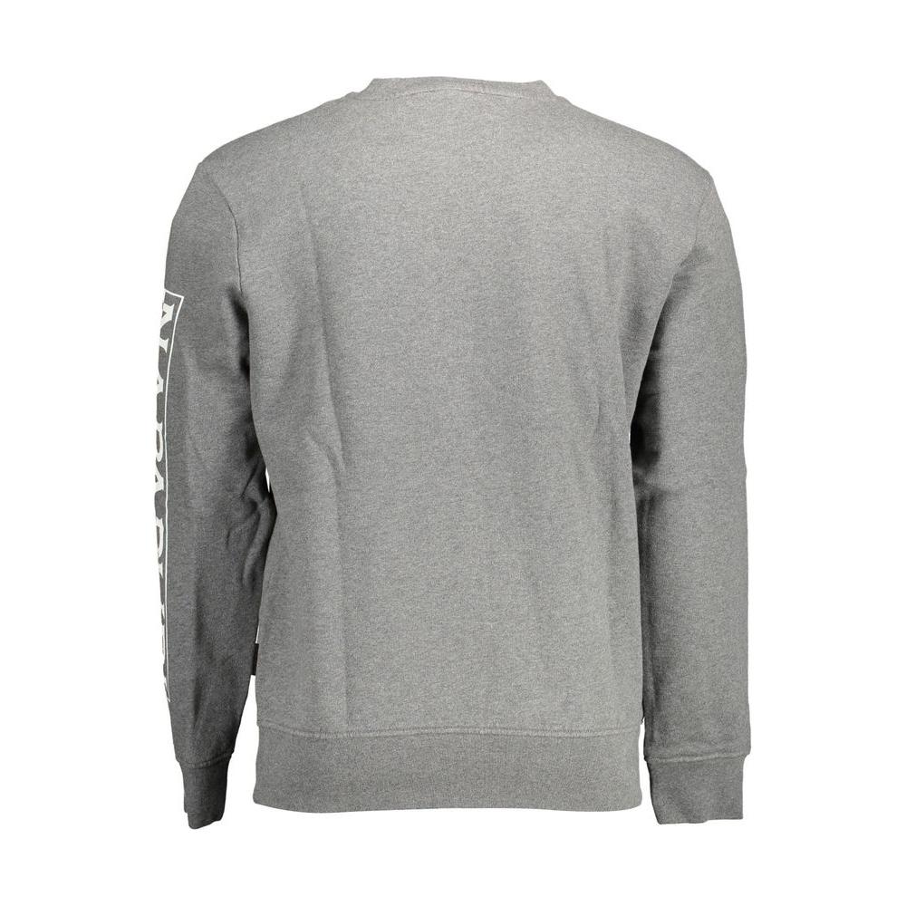 Napapijri Gray Cotton Men Sweater Napapijri Dark Gray