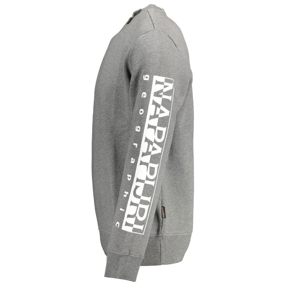 Napapijri Gray Cotton Men Sweater Napapijri Light Slate Gray