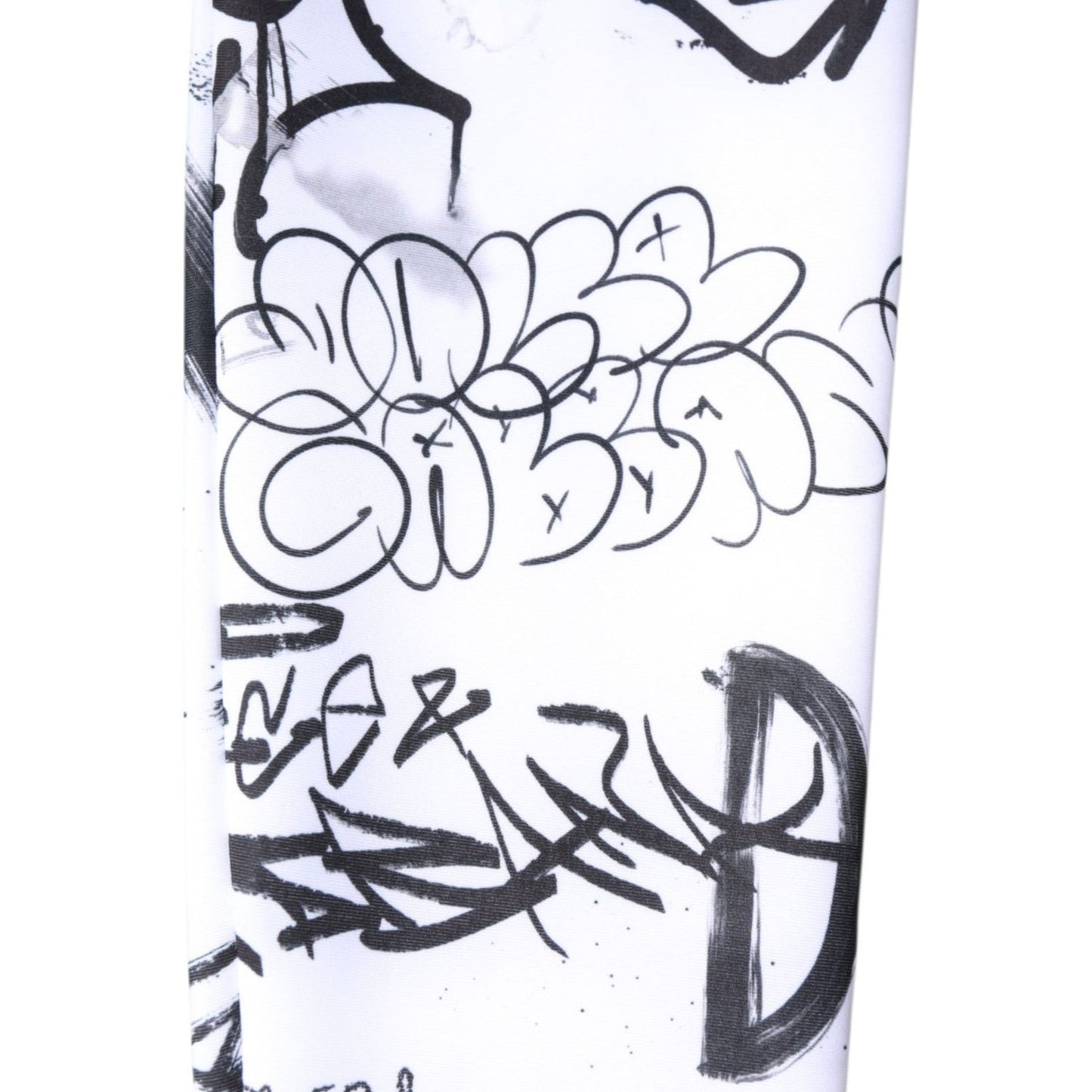 Dolce & Gabbana White Graffiti Cotton Over Calf Stockings Socks SCS2267-S