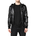 Dolce & Gabbana Black Lambskin Leather Full Zip Biker Jacket JKT41313-48