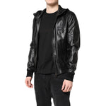 Dolce & Gabbana Black Lambskin Leather Full Zip Biker Jacket JKT41313-48