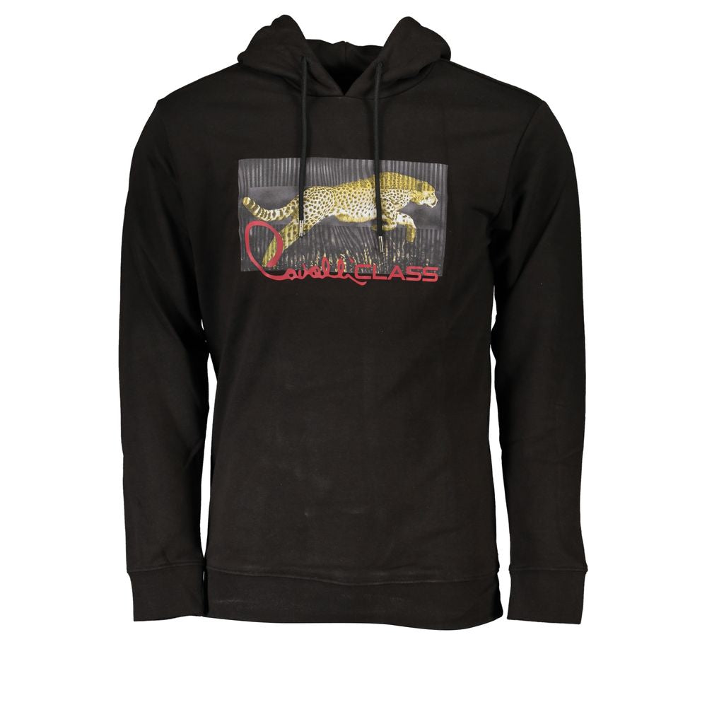 Cavalli Class Black Cotton Men Sweater Cavalli Class Black