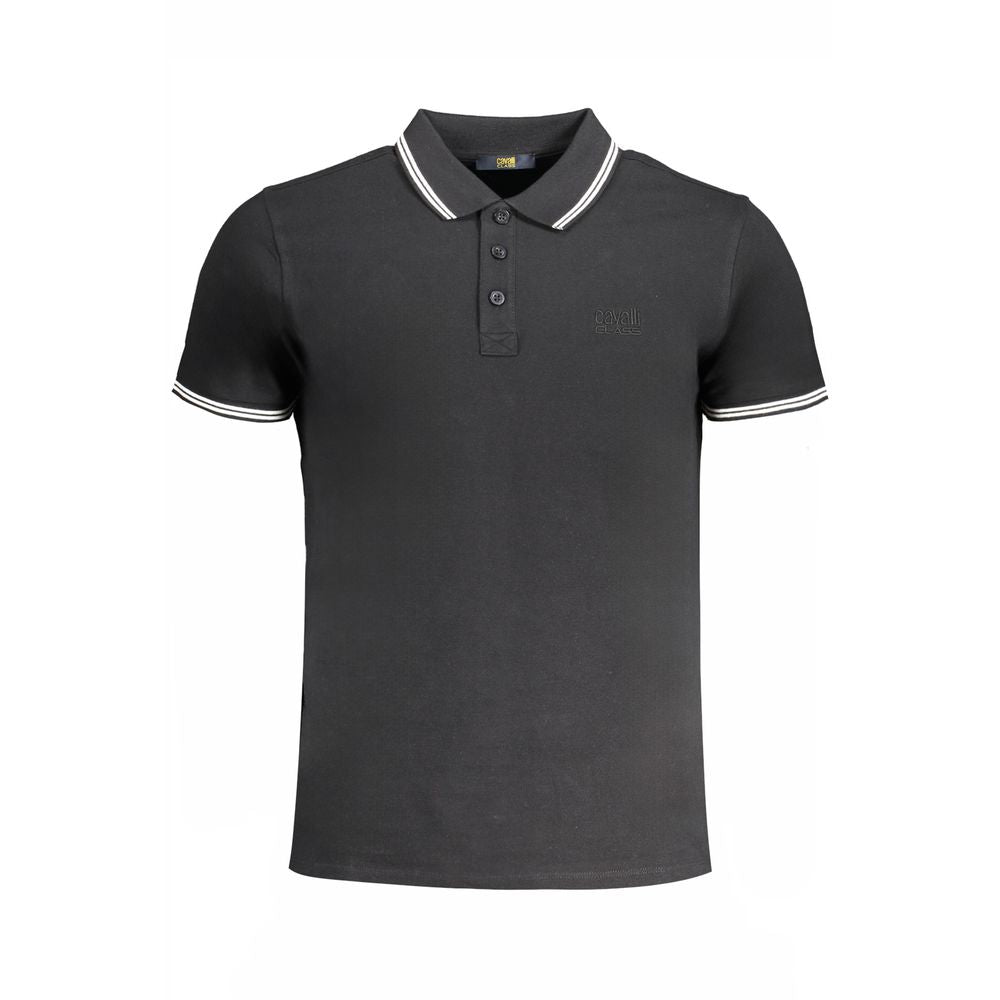Cavalli Class Black Cotton Polo Shirt Cavalli Class Dark Slate Gray