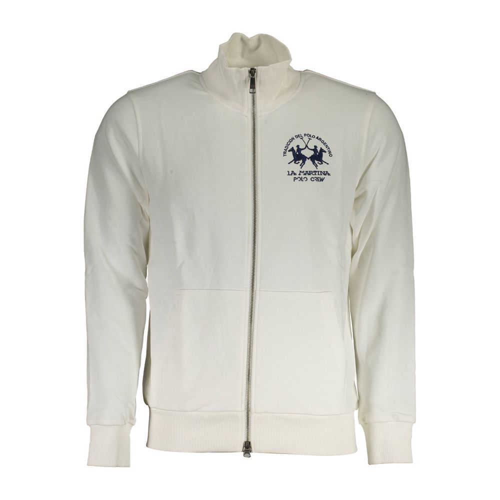 La Martina White Cotton Men Sweater La Martina Gray