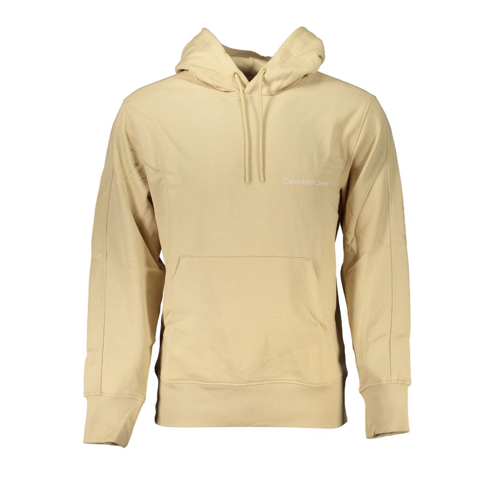 Calvin Klein Beige Brushed Cotton Hooded Sweatshirt Calvin Klein Tan