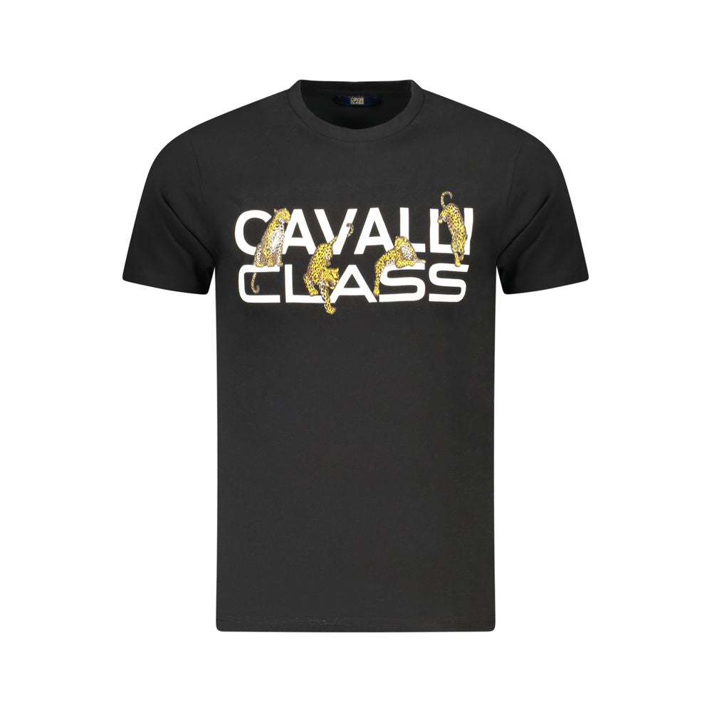 Cavalli Class Black Cotton Men T-Shirt Cavalli Class Dark Slate Gray