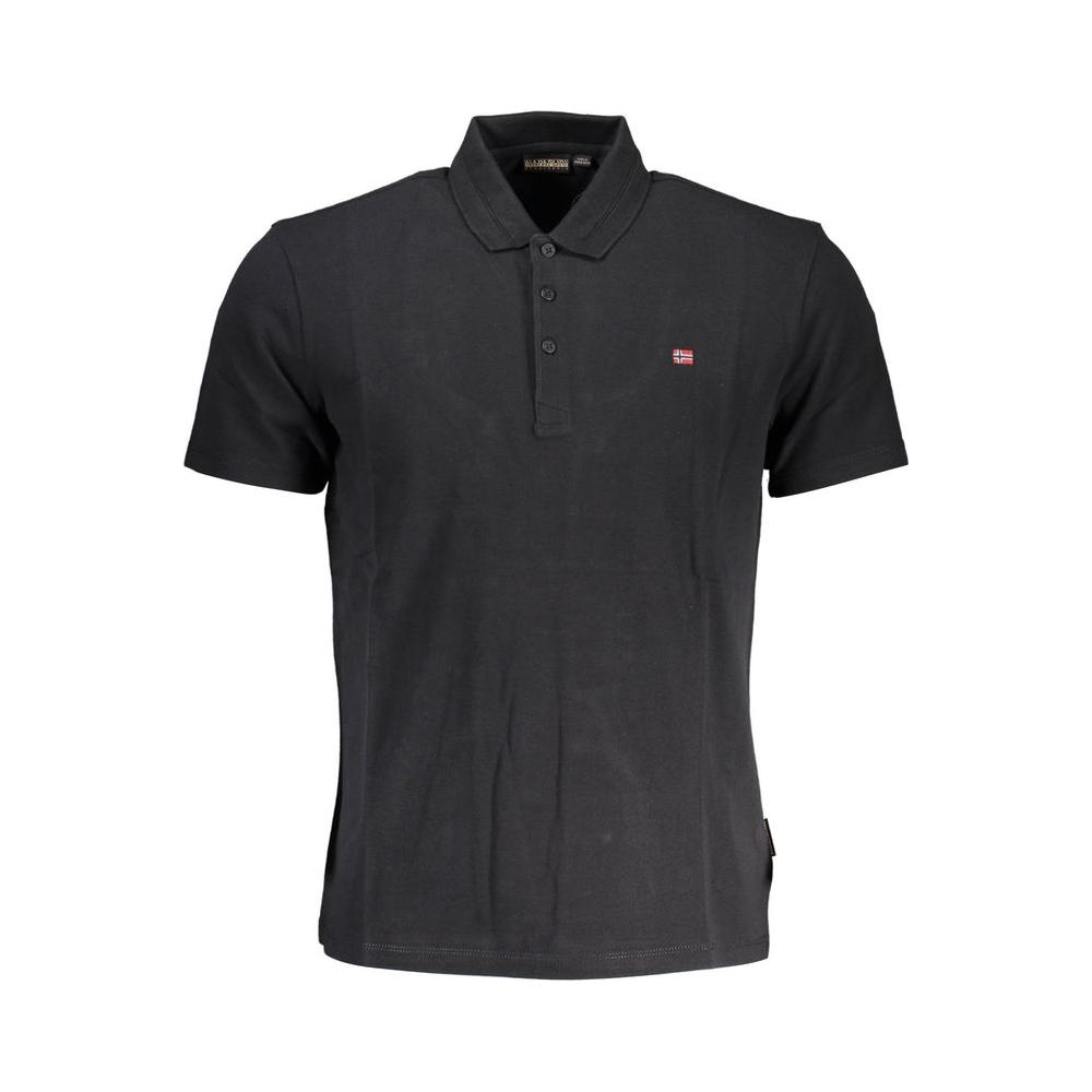Napapijri Black Cotton Men Polo Shirt Napapijri Dark Slate Gray