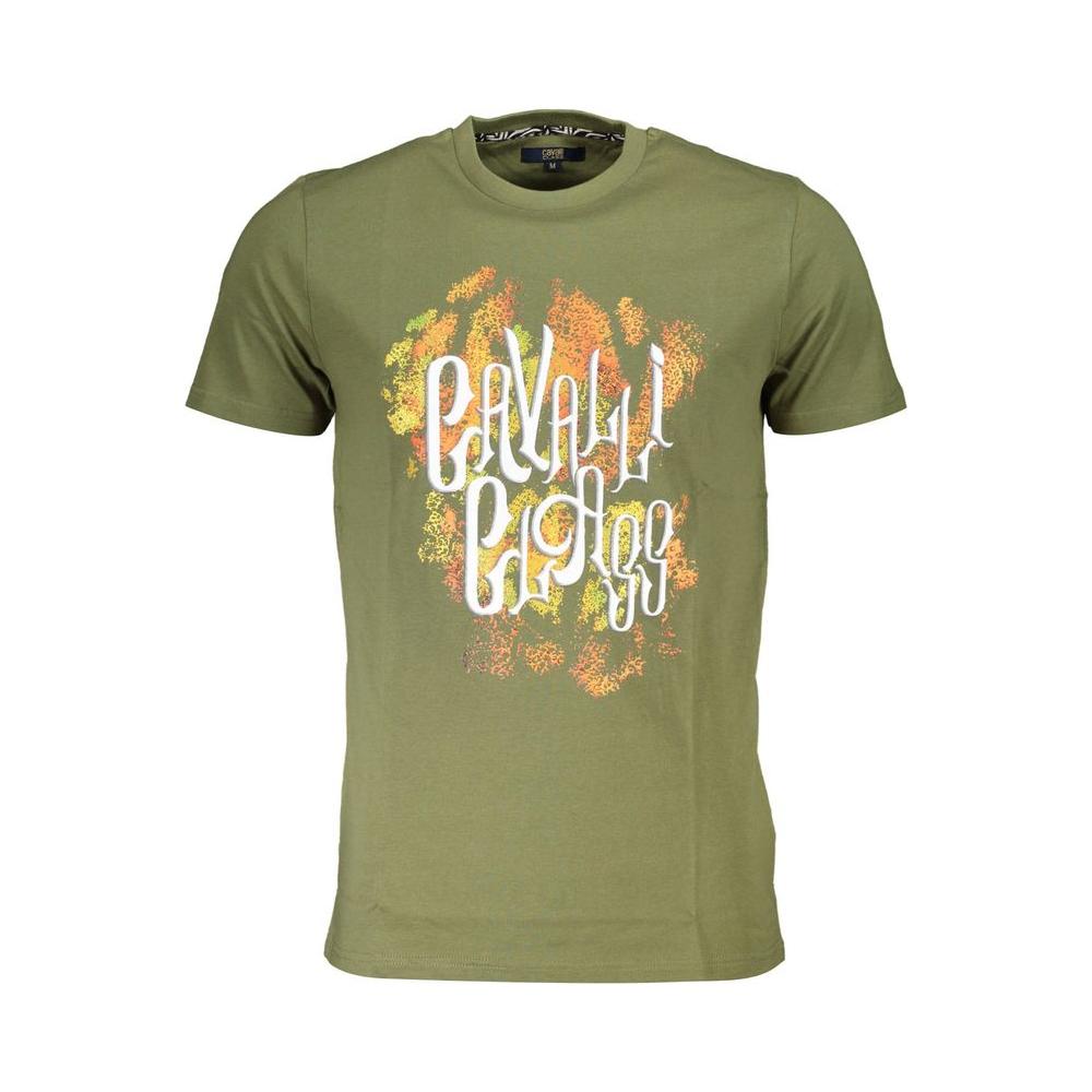 Cavalli Class Green Cotton T-Shirtshort sleeves t-shirt, round neck, print, logo