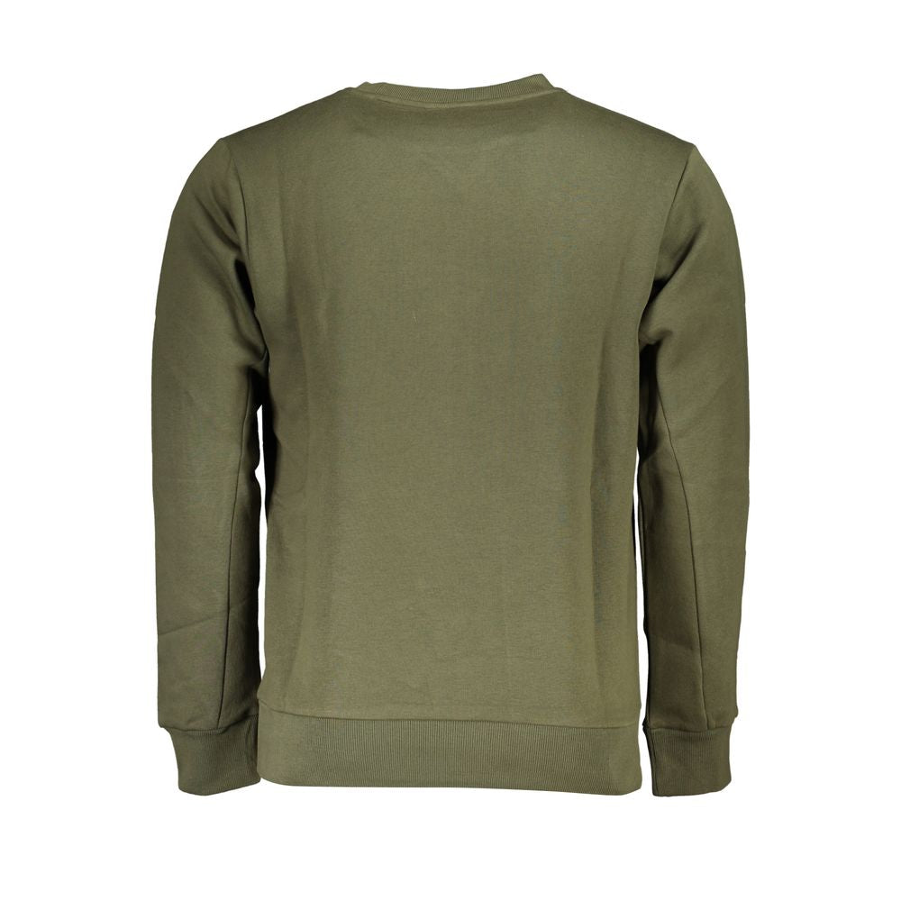 Back view of U.S. Grand Polo elegant green crew neck sweatshirt, long-sleeved, featuring premium cotton-polyester blend.