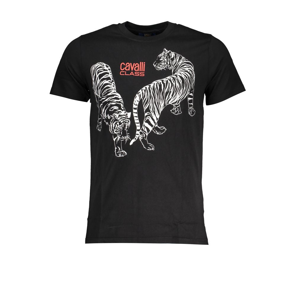 Cavalli Class Black Cotton T-Shirt Cavalli Class Dark Slate Gray
