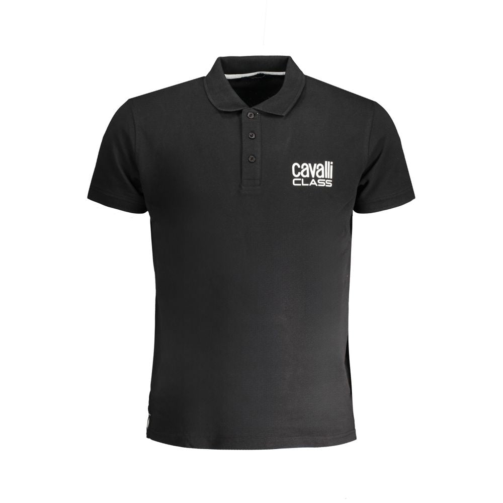Cavalli Class Black Cotton Polo Shirt Cavalli Class Dark Slate Gray