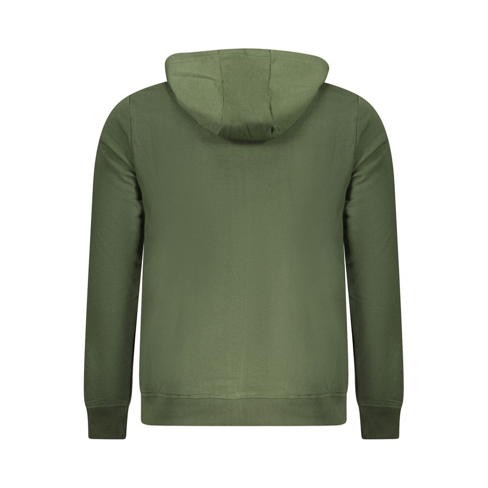 Back view of U.S. Grand Polo green cotton hooded sweatshirt with long sleeves, zip, and embroidered logo.