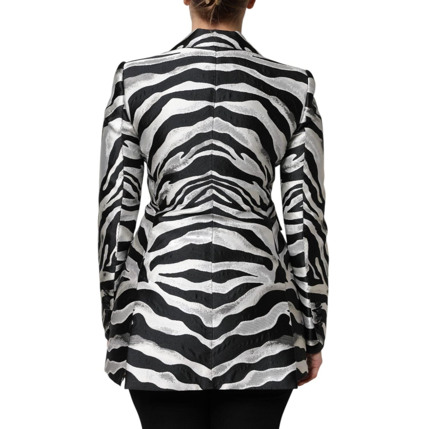 Dolce & Gabbana Black White Polyester Women Blazer Jacket JKT41284-38