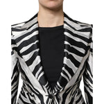 Dolce & Gabbana Black White Polyester Women Blazer Jacket JKT41284-38