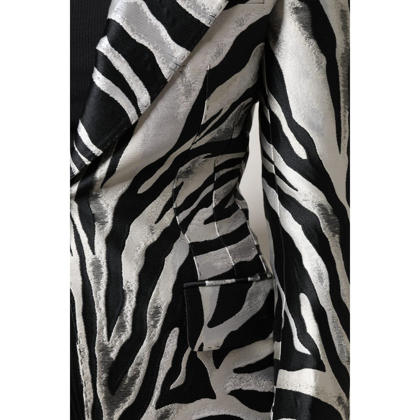 Dolce & Gabbana Black White Polyester Women Blazer Jacket JKT41284-38