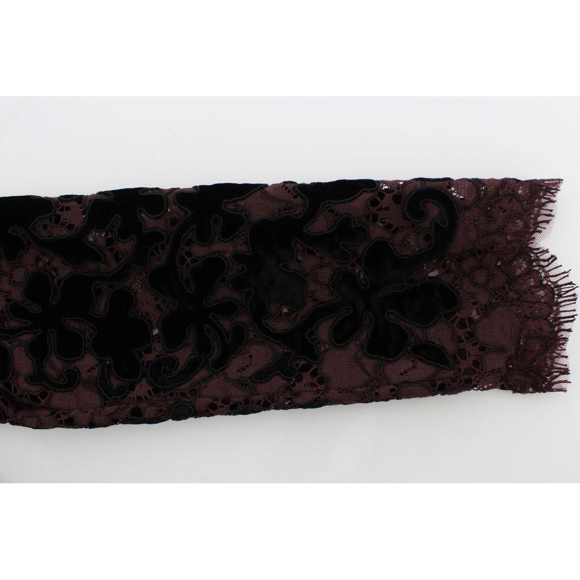 Dolce & Gabbana Elegant Purple Floral Lace Maxi Dress Dolce & Gabbana Black