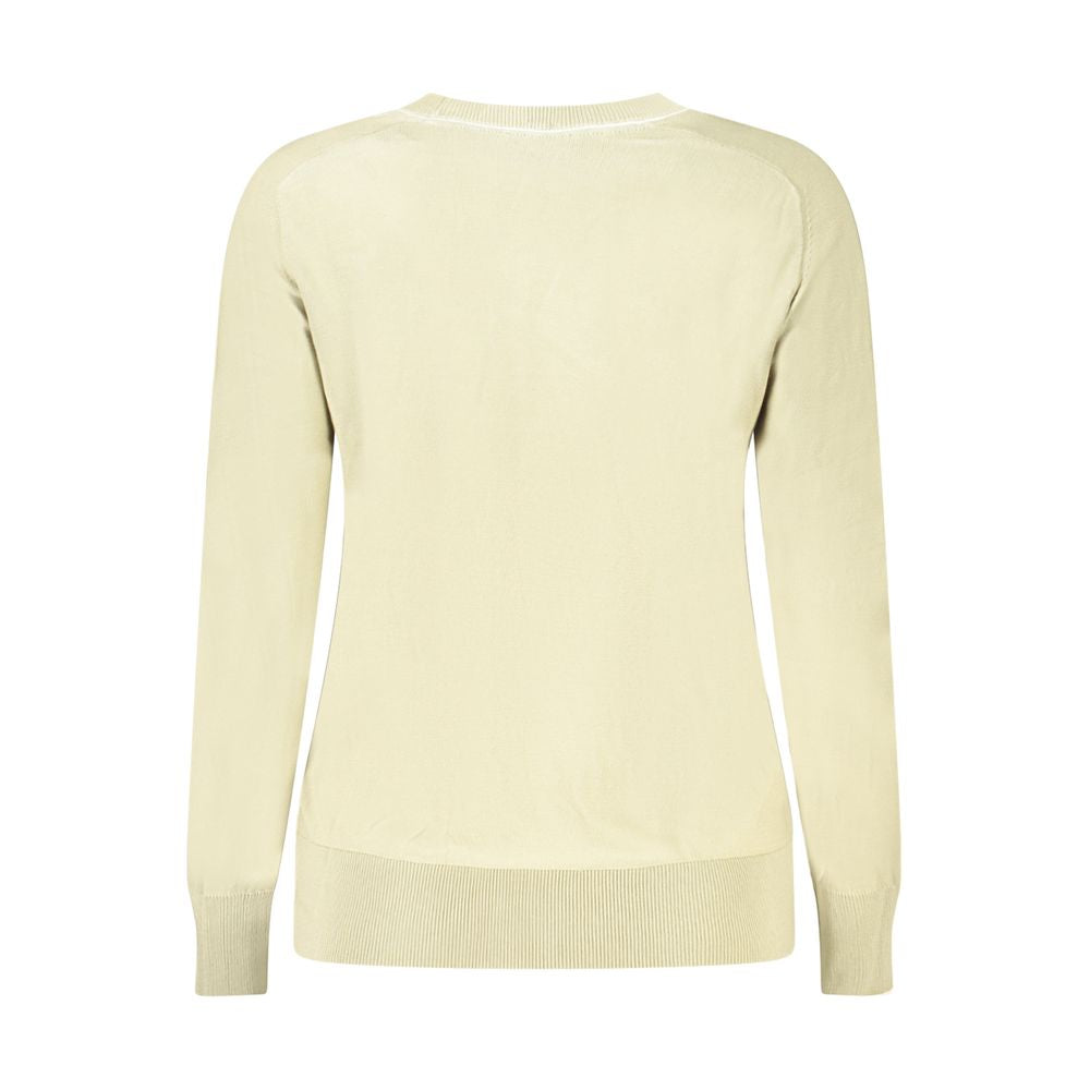 Back view of North Sails Green Cotton Women Sweater showcasing its chic design and contrasting accents.