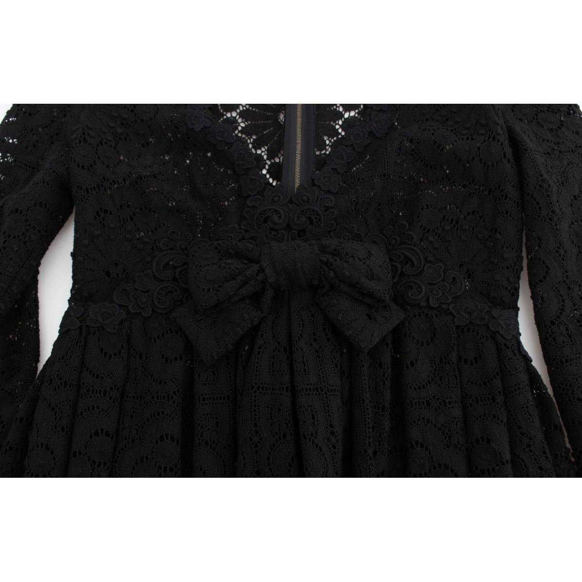 Dolce & Gabbana Elegant Floral Ricamo Maxi Dress Dolce & Gabbana Black
