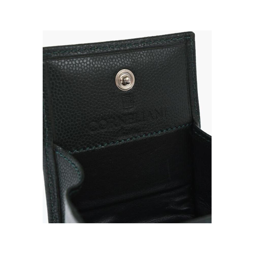 Corneliani Saffiano Leather Coin Purse with Silver-Tone Logo Plaque