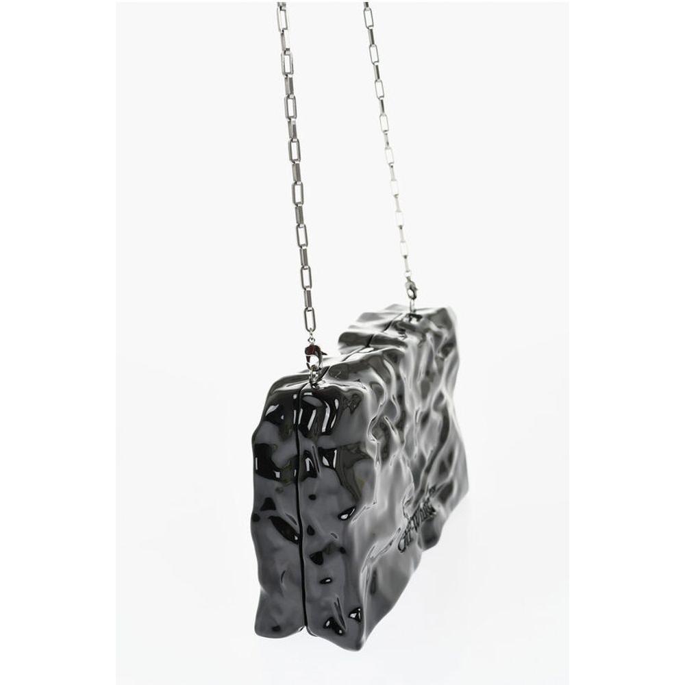 Off-White Embossed Crushed Sculpture Rigid Clutch