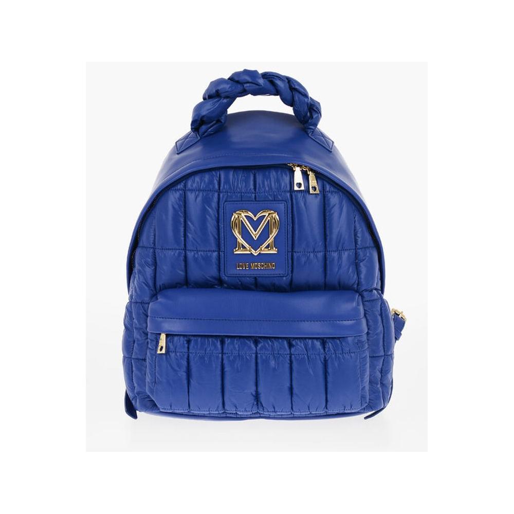 Moschino LOVE Quilted Nylon Backpack with Faux Leather Trims