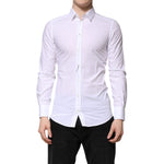 Dolce & Gabbana White GOLD Cotton Long Sleeve Formal Shirt