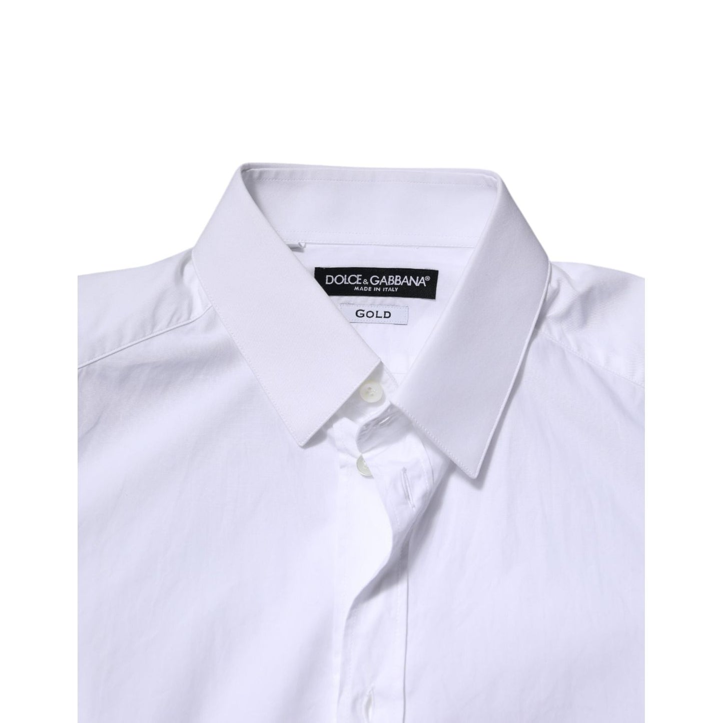 Dolce & Gabbana White GOLD Cotton Long Sleeve Formal Shirt