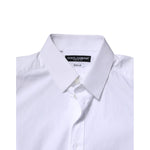 Dolce & Gabbana White GOLD Cotton Long Sleeve Formal Shirt