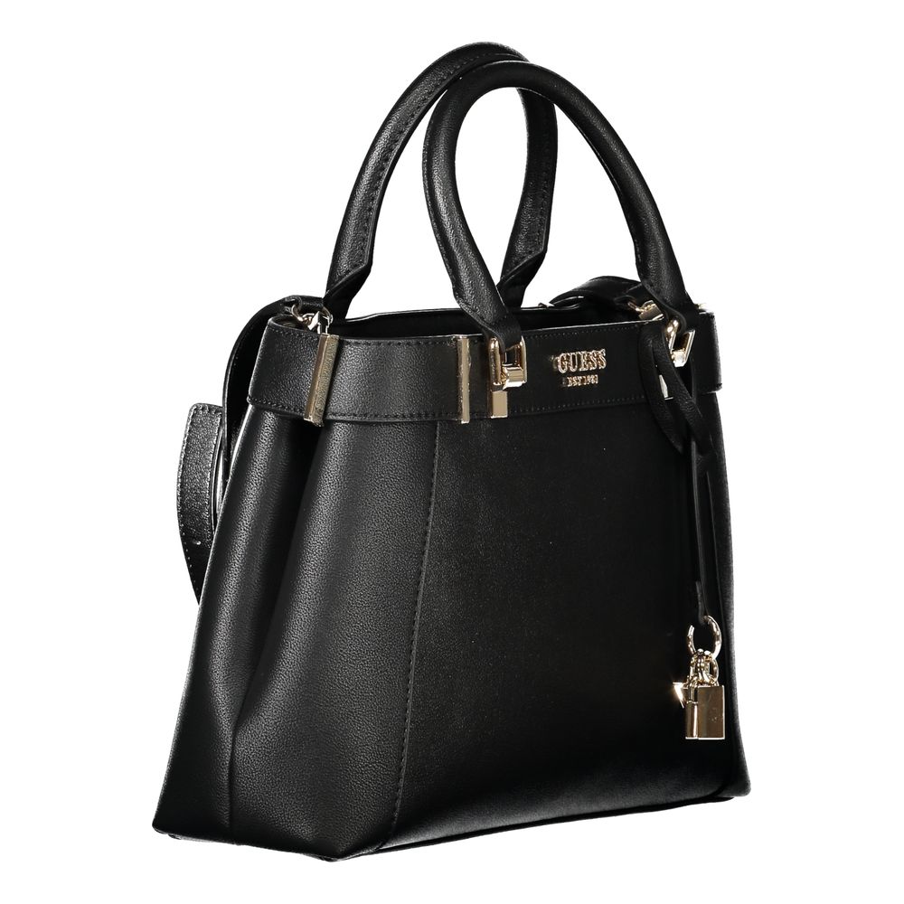 Guess Jeans Black Polyethylene Women Handbag with dual handles and adjustable strap, showcasing elegant design and durability.