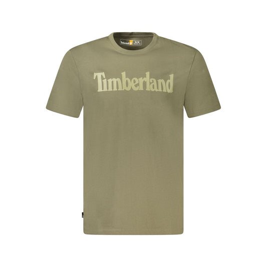 Timberland Green Cotton T-Shirt with logo, regular fit short sleeve, crew neck, 100% organic cotton.