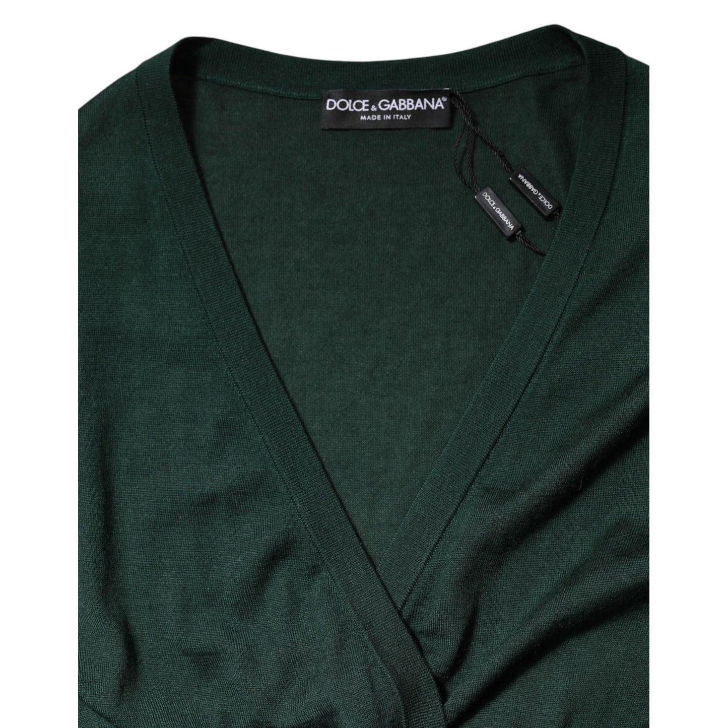 Dolce & Gabbana Dark Green Cashmere Silk Cardigan Sweater