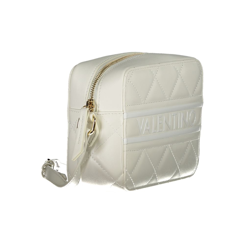 Mario Valentino White Polyethylene Handbag with adjustable strap, internal pockets, contrasting details, and zip closure