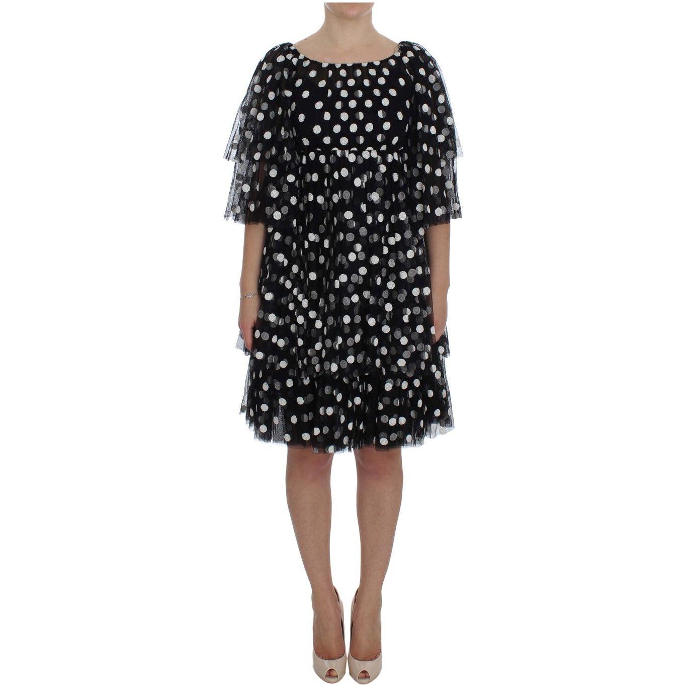 Dolce & Gabbana Elegant Polka Dotted Ruffled Dress Dolce & Gabbana Dark Gray