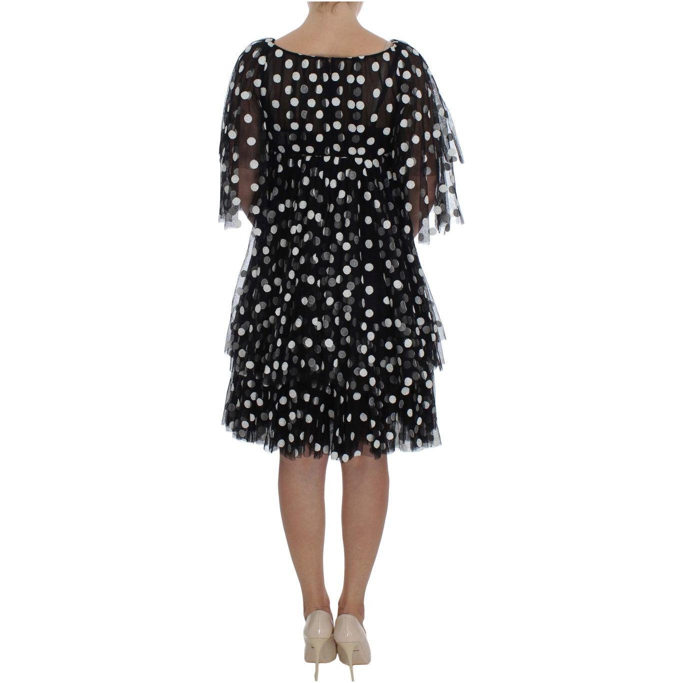 Dolce & Gabbana Elegant Polka Dotted Ruffled Dress Dolce & Gabbana Dark Gray