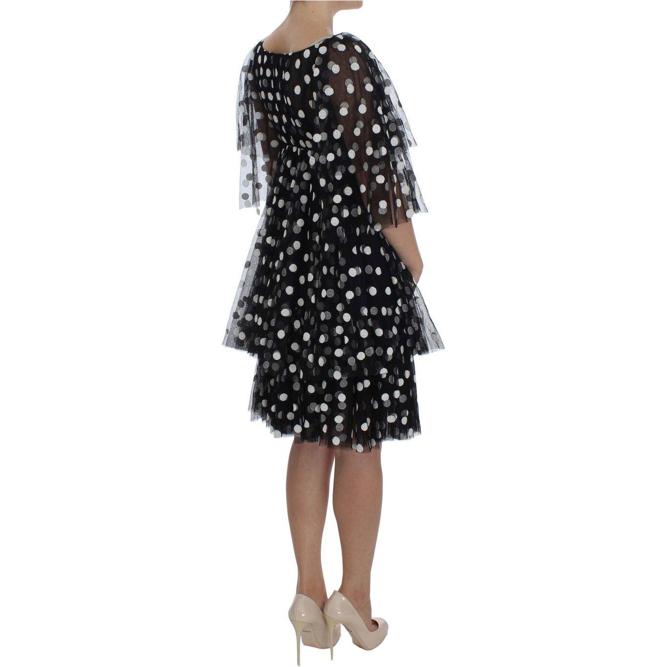Dolce & Gabbana Elegant Polka Dotted Ruffled Dress Dolce & Gabbana Gray