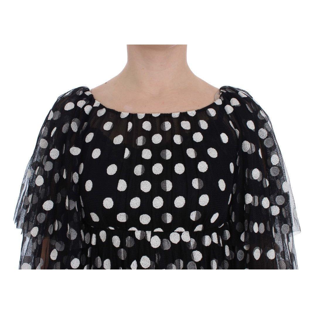 Dolce & Gabbana Elegant Polka Dotted Ruffled Dress Dolce & Gabbana Black
