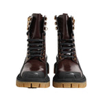 Dolce & Gabbana Brown Black Leather Boots Zipper Lace Up Shoes