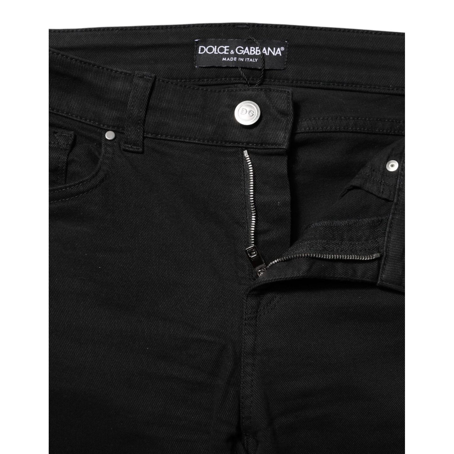 Dolce & Gabbana Black Cotton Skinny Mid Waisted Denim Jeans