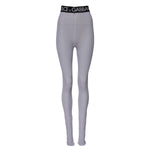 Dolce & Gabbana Gray Nylon DG Logo Mid Waisted Leggings Pants