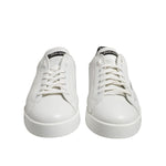 Dolce & Gabbana White Black Logo Low Top Leather Sneakers Shoes