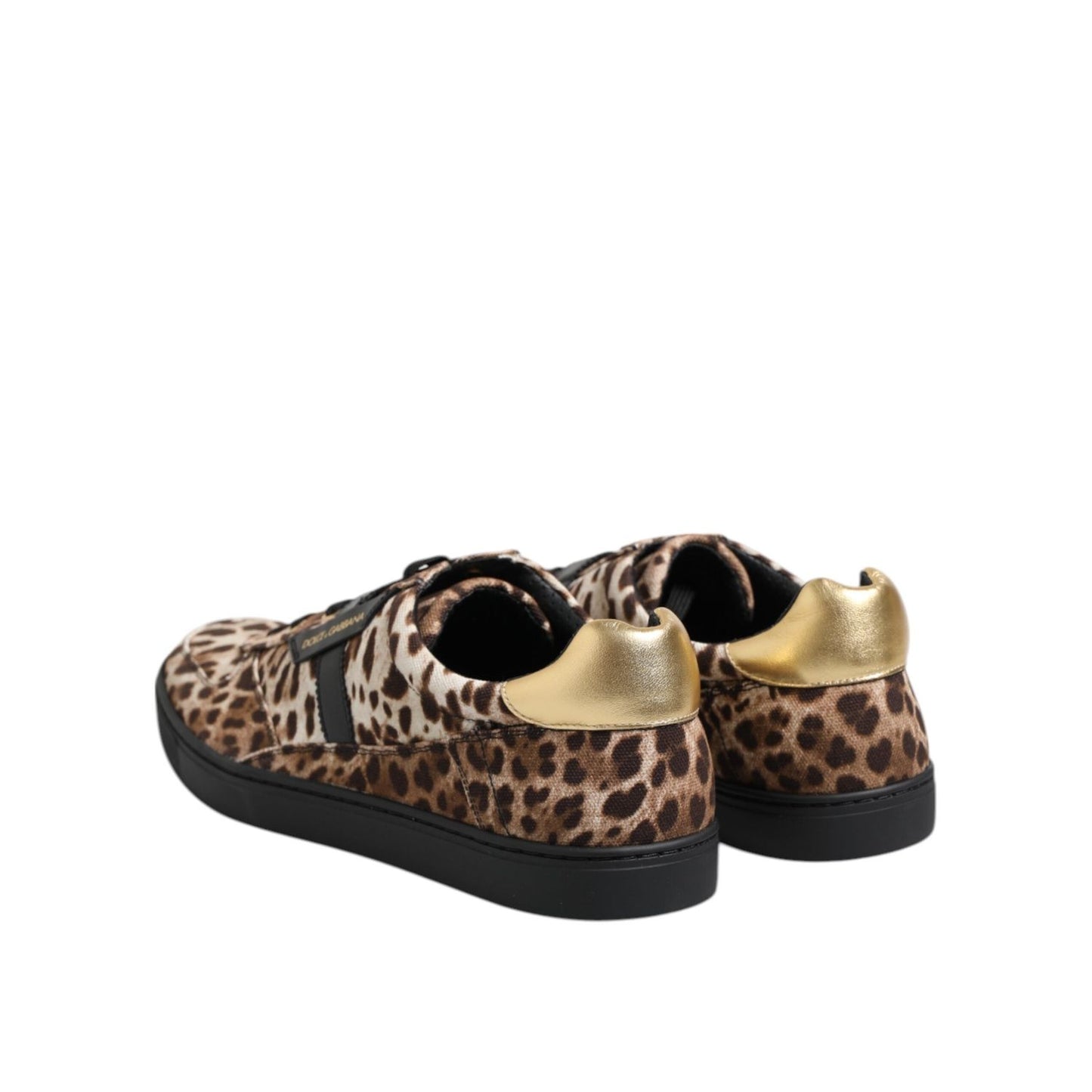 Dolce & Gabbana Brown Leopard Logo Print Cotton Sneakers Shoes