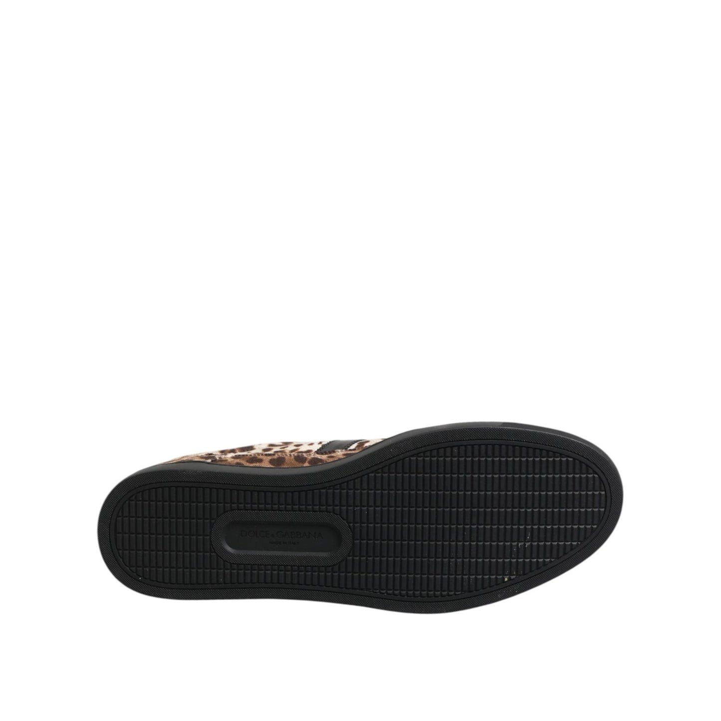 Dolce & Gabbana Brown Leopard Logo Print Cotton Sneakers Shoes