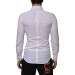 Dolce & Gabbana White Cotton GOLD Bib Poplin Formal Shirt