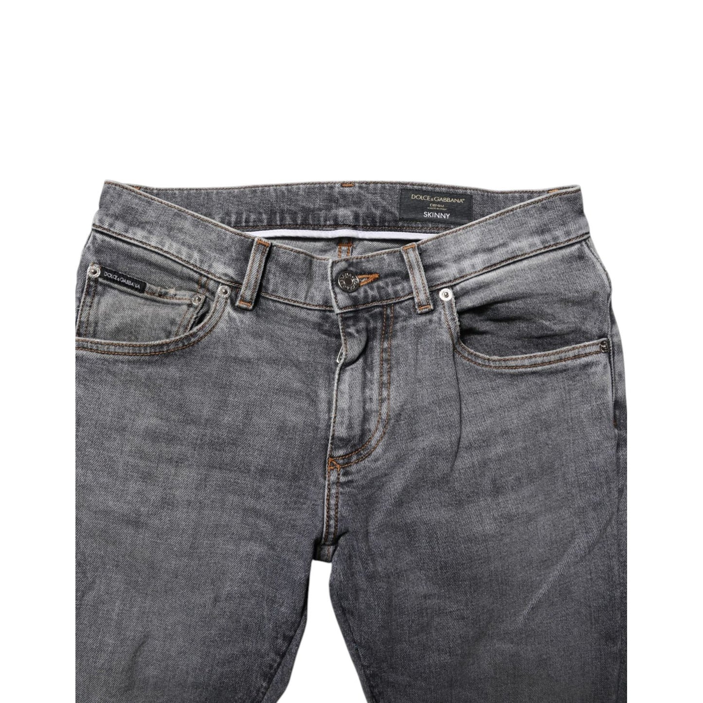 Dolce & Gabbana Gray Cotton Skinny Denim Trouser Jeans