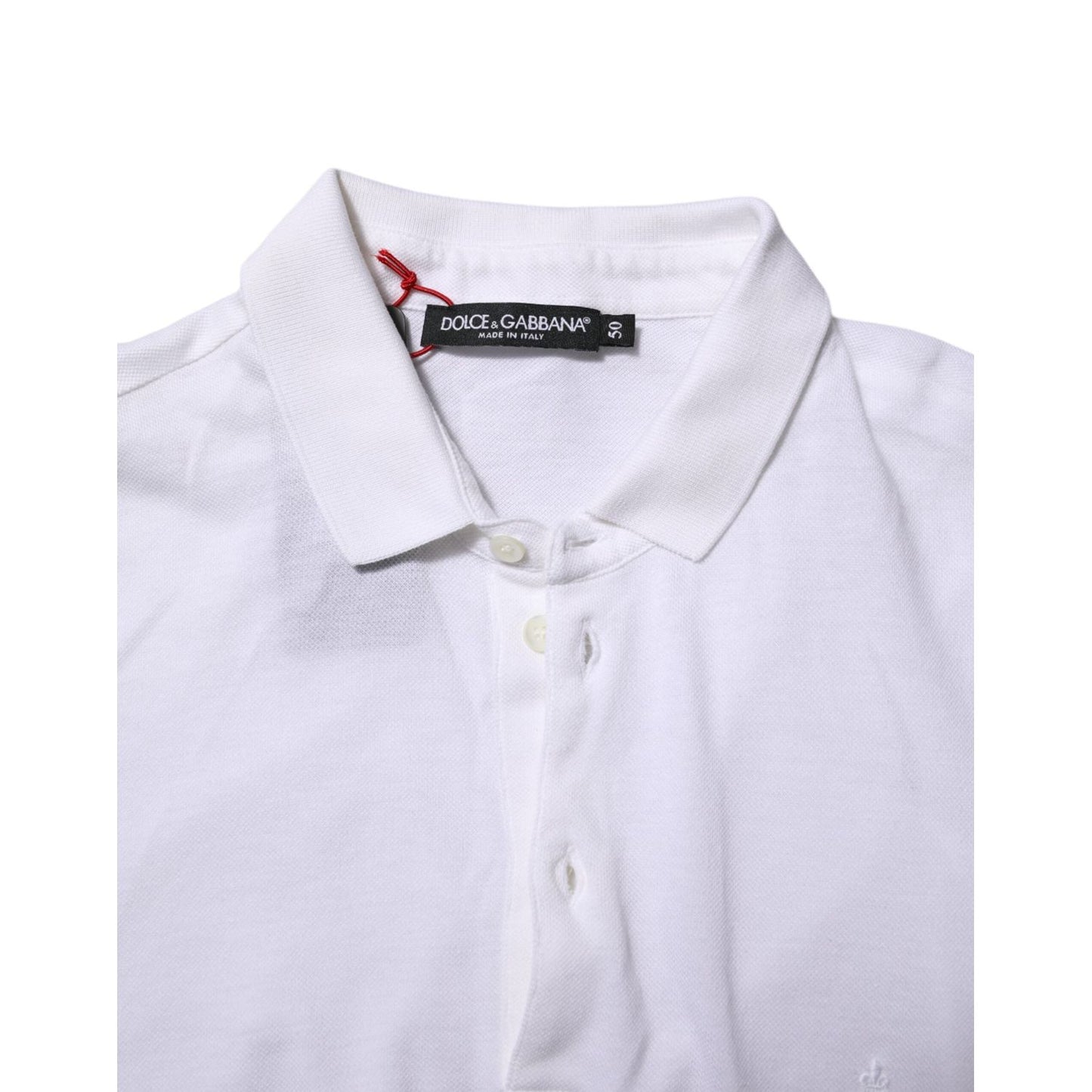 Dolce & Gabbana White Collared Men Short Sleeve Crown T-shirt