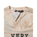 Dolce & Gabbana Beige Logo Print Short Sleeve V-neck T-shirt