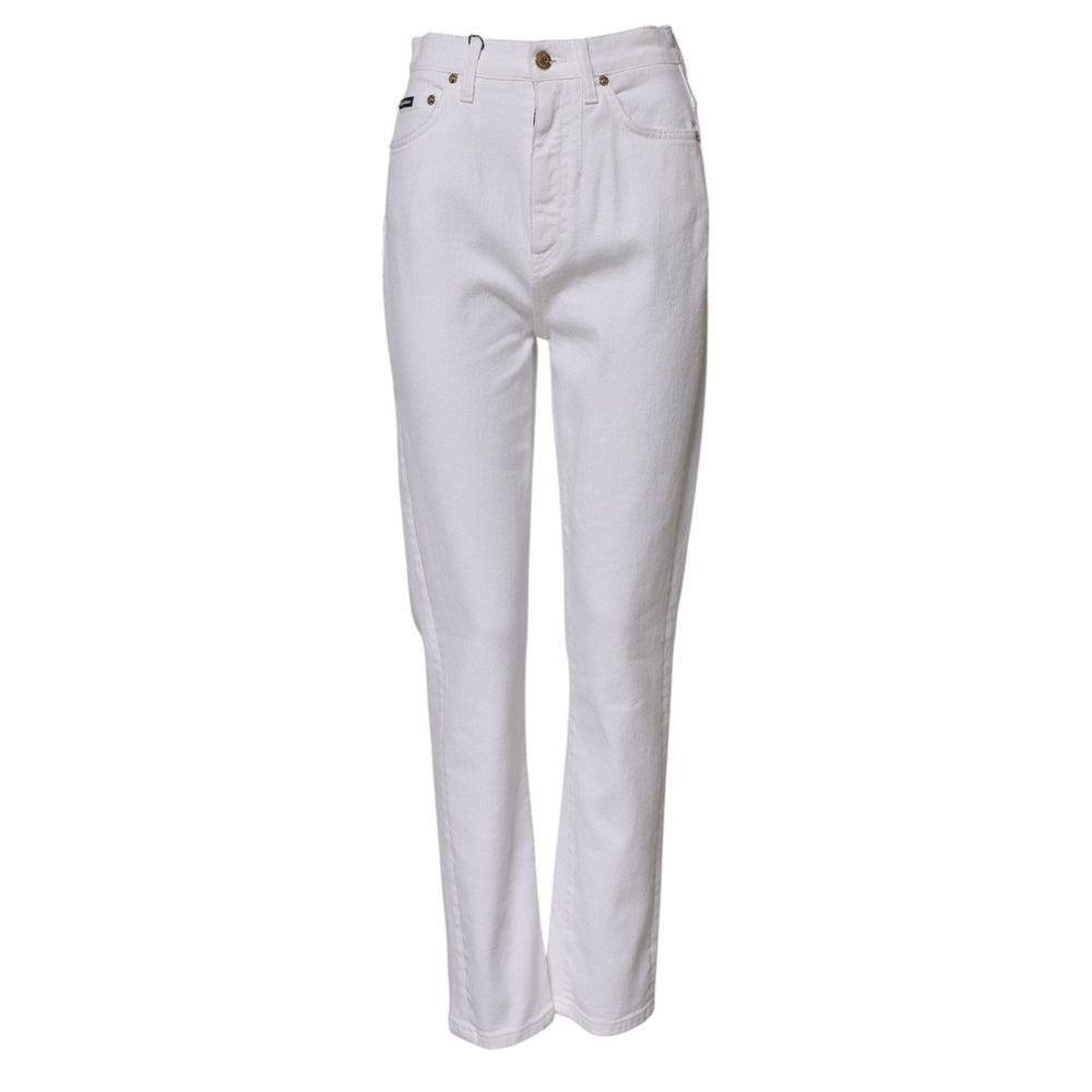 Dolce & Gabbana White Cotton High Waist Straight Denim Jeans PAN74980-40