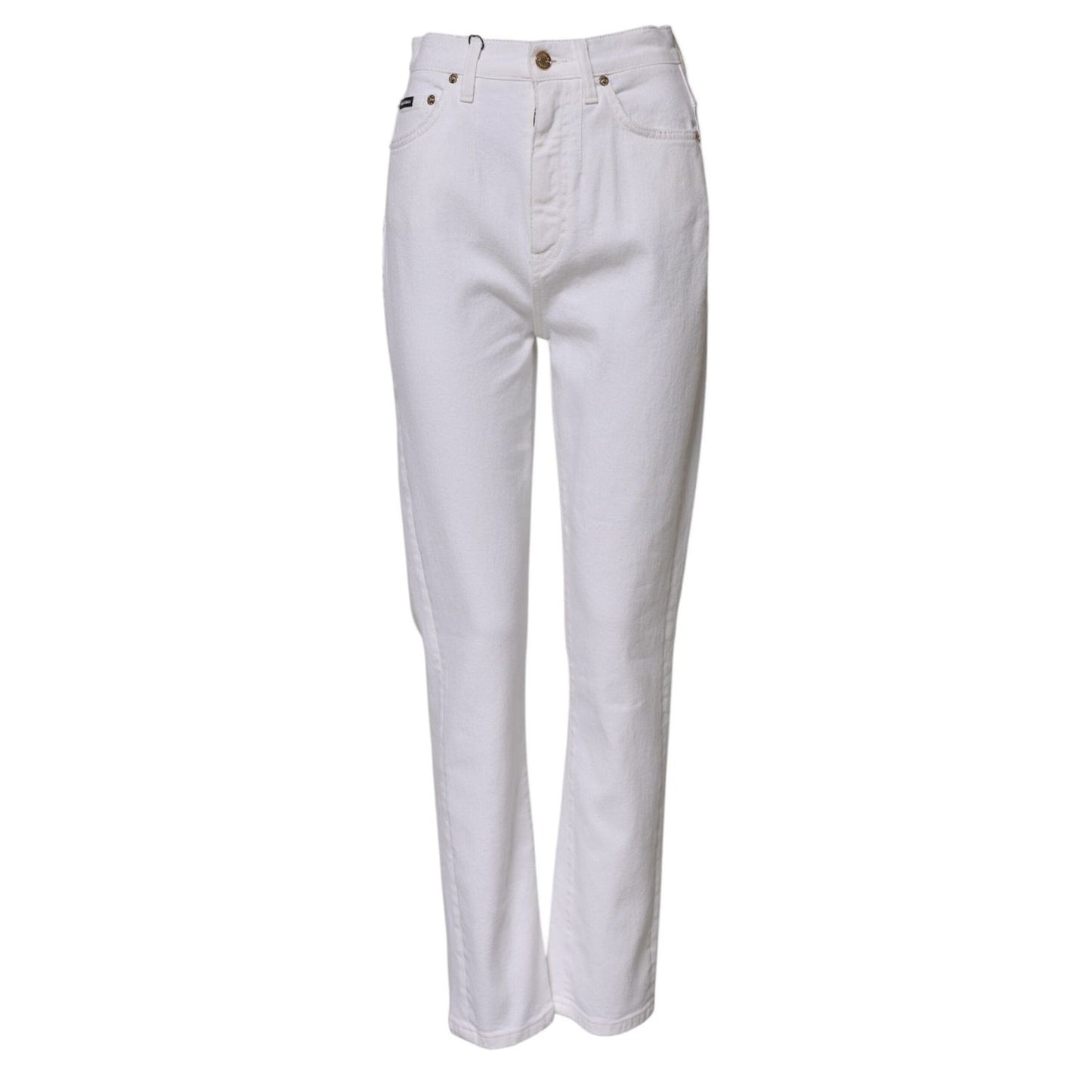 Dolce & Gabbana White Cotton High Waist Straight Denim Jeans PAN74980-40