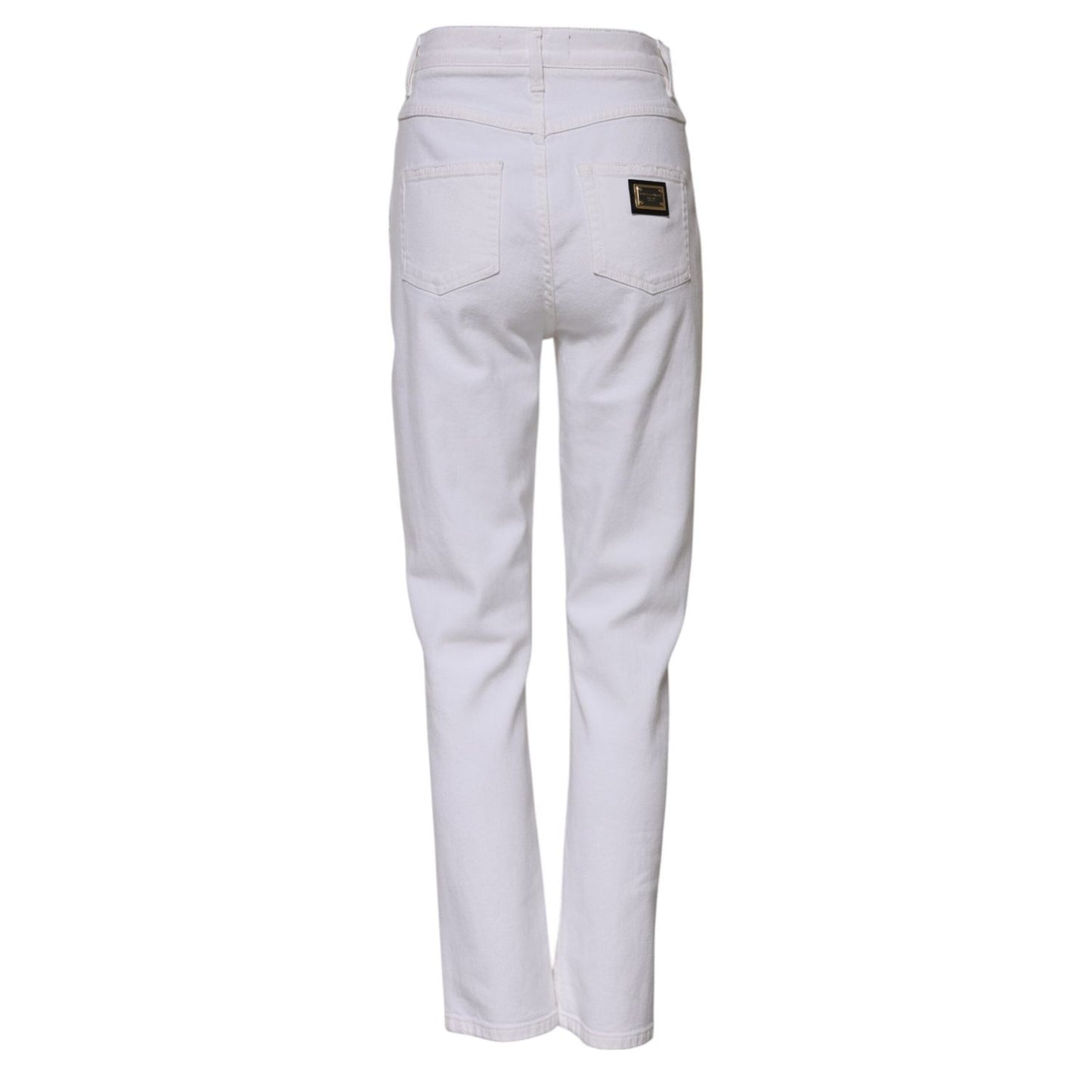 Dolce & Gabbana White Cotton High Waist Straight Denim Jeans PAN74980-40
