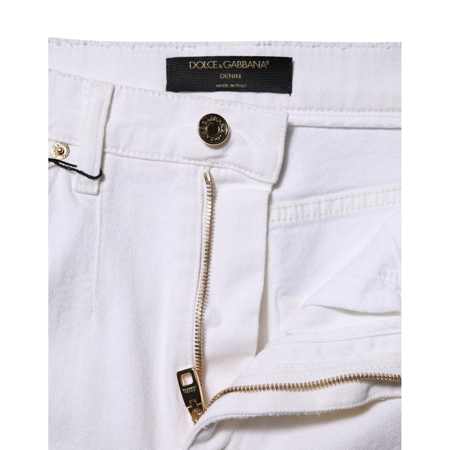 Dolce & Gabbana White Cotton High Waist Straight Denim Jeans PAN74980-40